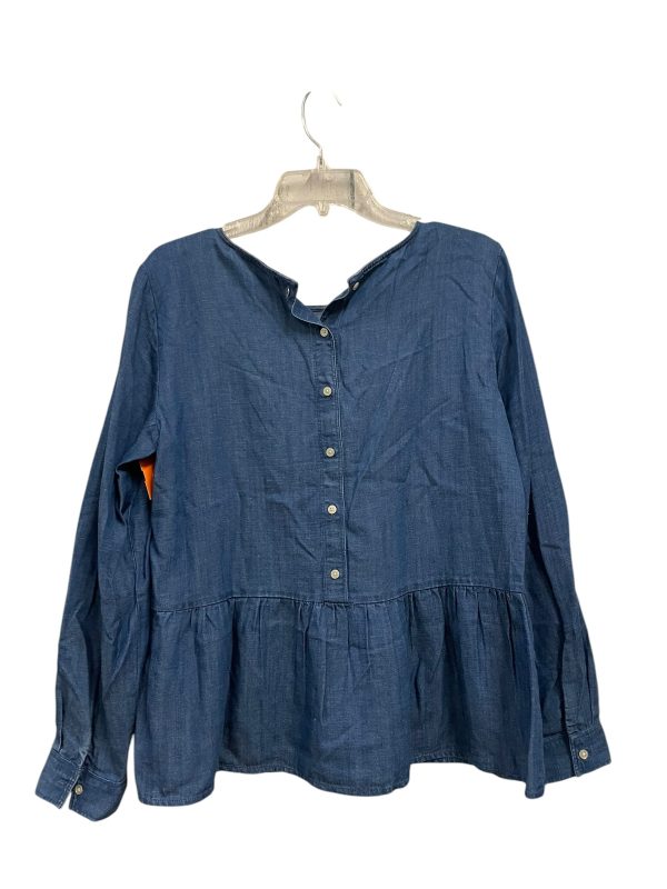 Top Long Sleeve Basic By Loft In Blue Denim, Size: M For Sale