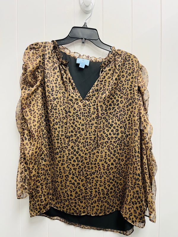 Blouse Long Sleeve By Cece In Animal Print, Size: L Online Hot Sale