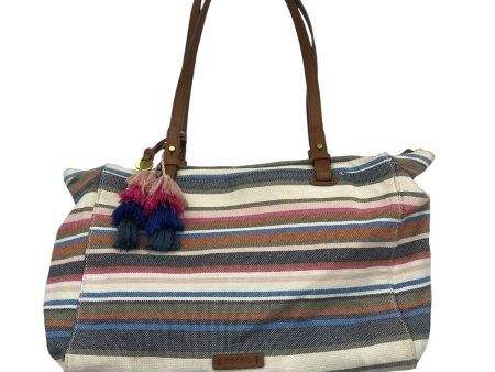 Handbag By Fossil In Striped Pattern, Size:Medium Online Hot Sale