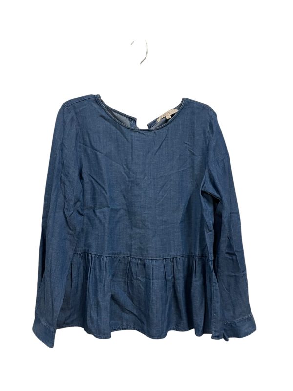 Top Long Sleeve Basic By Loft In Blue Denim, Size: M For Sale