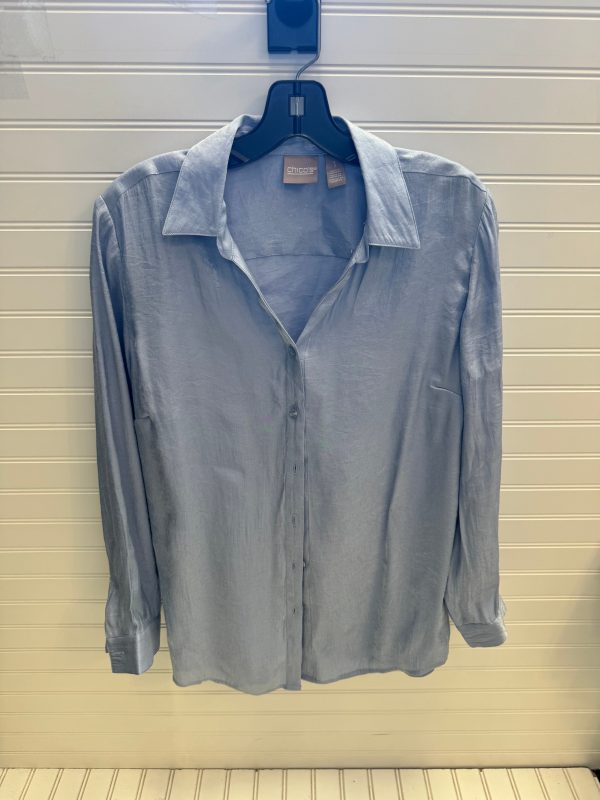 Blouse Long Sleeve By Chicos In Blue, Size: M on Sale