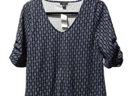 Blouse 3 4 Sleeve By Ann Taylor In Blue & White, Size: M Online Hot Sale