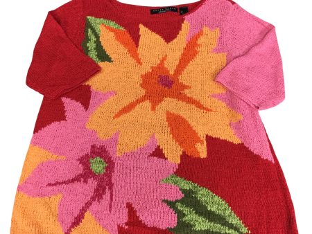 Sweater Short Sleeve By Crazy Horse In Orange & Pink, Size: L Fashion