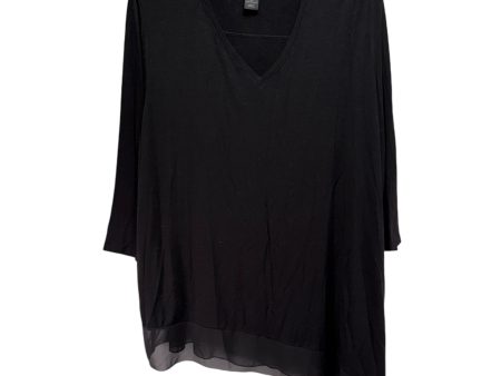 Asymmetrical Chiffon Hem Top 3 4 Sleeve By Lane Bryant In Black, Size: 18 20 For Sale