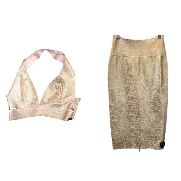 Skirt Set 2pc By Clothes Mentor In Gold, Size: L For Cheap