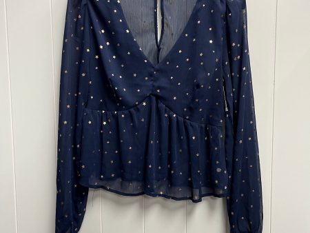 Blouse Long Sleeve By Miami In Navy, Size: M Supply