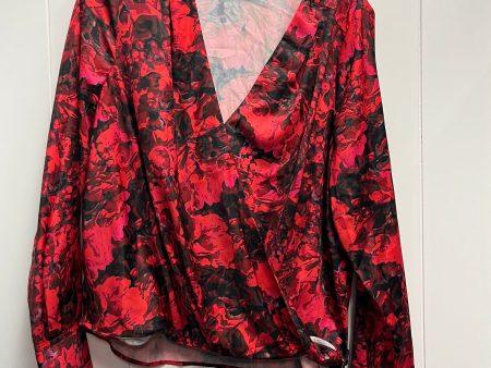 Blouse Long Sleeve By Halogen In Black & Red, Size: M For Cheap