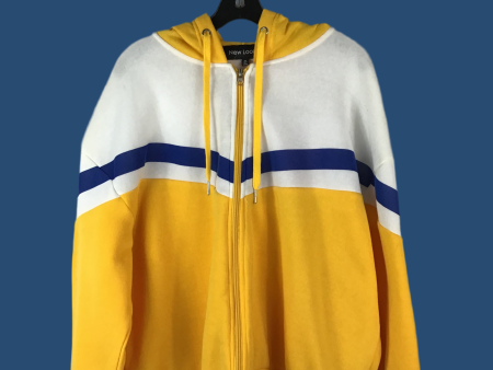 Athletic Jacket By New Look In White & Yellow, Size: 2x For Sale