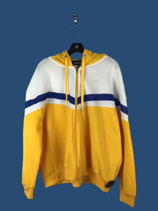 Athletic Jacket By New Look In White & Yellow, Size: 2x For Sale